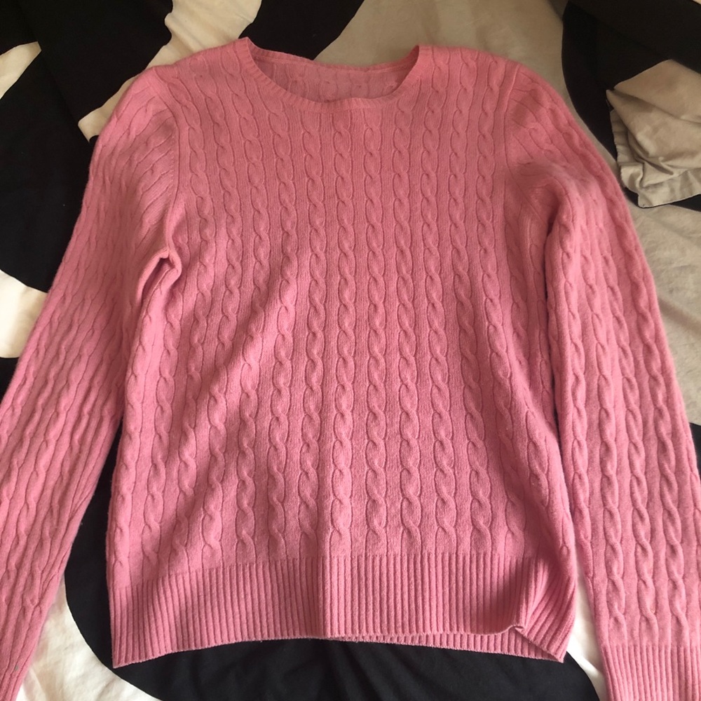 Vintage 100% Cashmere Pink Cable Knit Sweater